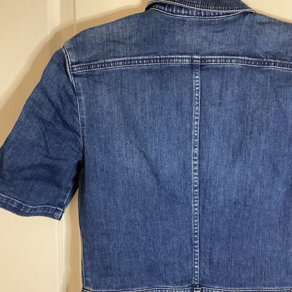 Stella McCartney Womens Blue Denim Short Sleeves Legs Jumpsuit Front Zip Pockets - Picture 6 of 10